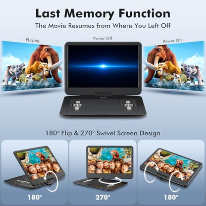 WONNIE 15.6 Inch W-1458B 1366x768 LCD Portable DVD Player