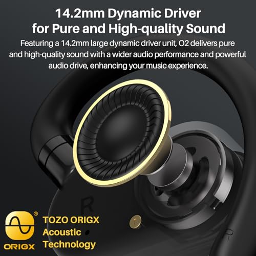 TOZO O2 T13187 Wireless Earbuds Bluetooth 5.3 Open Ear 42 Hours Playtime Noise Cancellation Black
