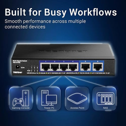 TRENDnet 6-Port 10G Switch TEG-S762 60Gbps 12V DC Black