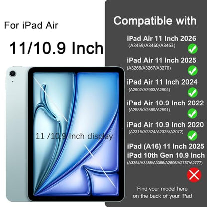 Akkerds iPad Air 11 inch Case (M4/M3/M2) 2024/2025/2026 for iPad Air 5th/4th Generation 10.9 inch 2022/2020