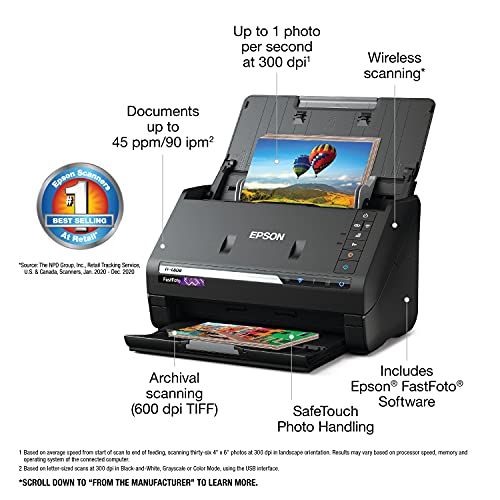 Epson FastFoto FF-680W Wireless Document and Photo Scanner 600 dpi 680 Watts CIS Document Scanner