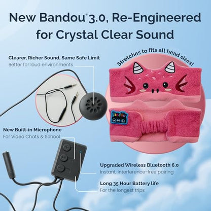 Bandou 1 Count Finny The Shark Over-Ear Headphones with Bluetooth 6.0, Soft Fleece Material, Sound Isolation, Volume Limiter, Adjustable Design
