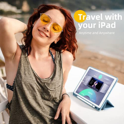 Akkerds 10.2 inch SB-122 Case for iPad 9th/8th/7th Generation, Soft PU Leather, Auto Sleep/Wake, Scratch Resistant, Sky Blue