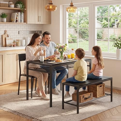 Gizoon 4 Piece Dining Table Set Rectangular Black