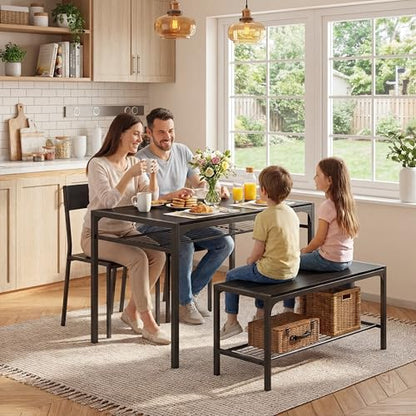 Gizoon 4 Piece Dining Table Set Rectangular Black