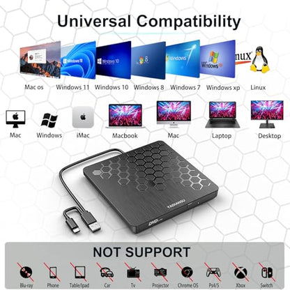 YADIANSU 0.5" YD168 USB 3.0 External CD DVD Drive