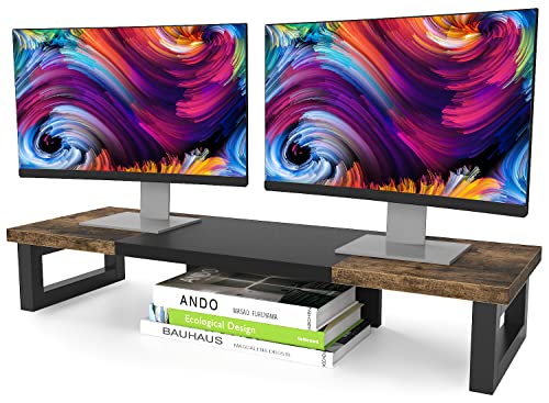 WESTREE 1 Count Computer Monitor Stand Riser Alloy Steel Polished Rustic Brown