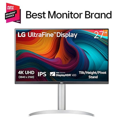 LG 27UP650K-W 27-Inch 4K UHD (3840 x 2160) IPS Monitor, 60Hz, 5ms, DisplayHDR 400, White