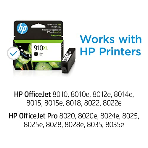 HP Black High-Yield Ink Cartridge 910XL 825 Pages Model 3YL65AN Printer Ink