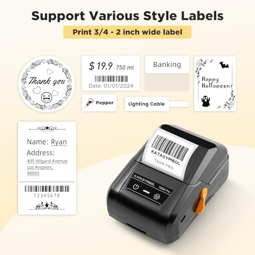 SUPVAN 1-5/8'' x 1-3/16'' T50M Pro Monochrome Thermal Printer, 203 DPI, Thermal Technology, Label Printer