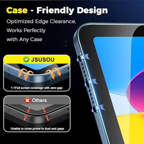 JSUSOU 10.9 Inches Compatible iPad 10th Generation Tempered Glass Screen Protector - 9H Hardness