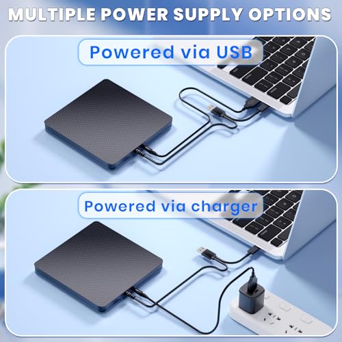 AELRSOCH External Blu-ray Drive Player USB 3.0 Type-C BD/DVD/CD Burner Portable
