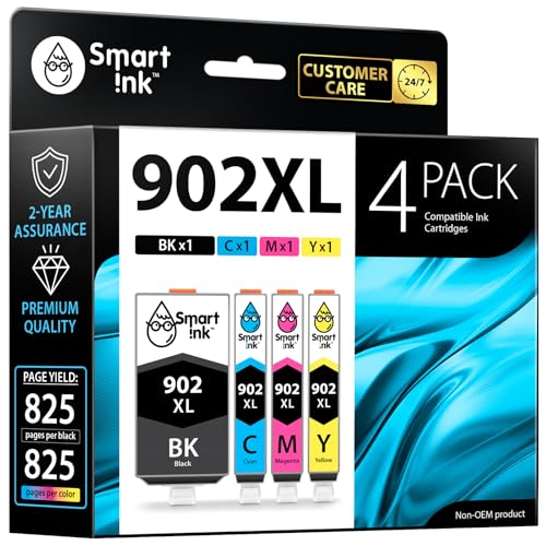 Smart Ink 902XL Ink Cartridge Compatible with HP Printers - High Yield - 4 Count