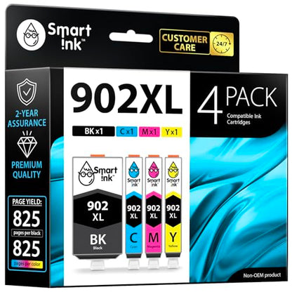 Smart Ink 902XL Ink Cartridge Compatible with HP Printers - High Yield - 4 Count