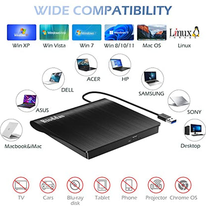 Rioddas 5.78" x 5.7" External CD/DVD Drive USB 3.0 Model BT638