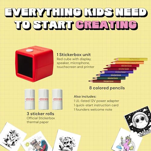 Hapiko 3.75" x 3.75" Stickerbox Thermal Sticker Printer, Red, Print Only, USB Connectivity