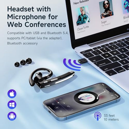 Boytond YYK-520-2 USB Dongle Single Ear Bluetooth Headset Wireless 10 Hour Battery Life