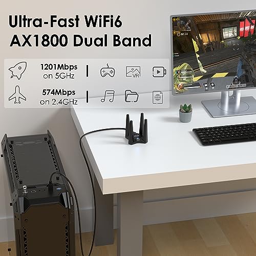 WAVLINK AX1800 USB WiFi Adapter WN693A5 USB 3.0 Dual Band 1800 Mbps Wireless Adapter for Windows 10/11