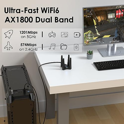 WAVLINK AX1800 USB WiFi Adapter WN693A5 USB 3.0 Dual Band 1800 Mbps Wireless Adapter for Windows 10/11