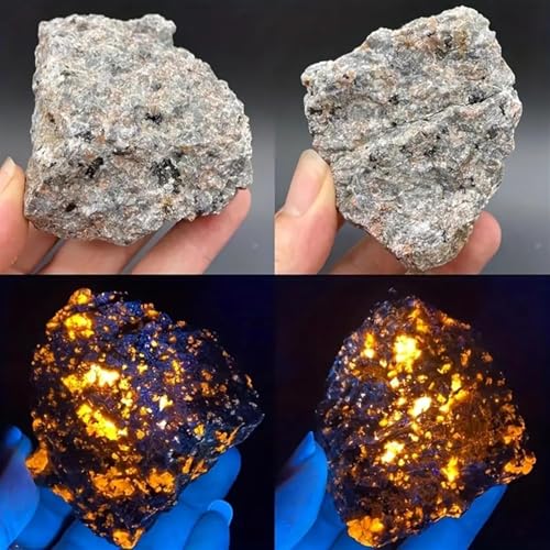 AZKRWFLM 0.67 lb Yooperlite Rocks Natural Fluorescent Minerals for Crafts and Decoration