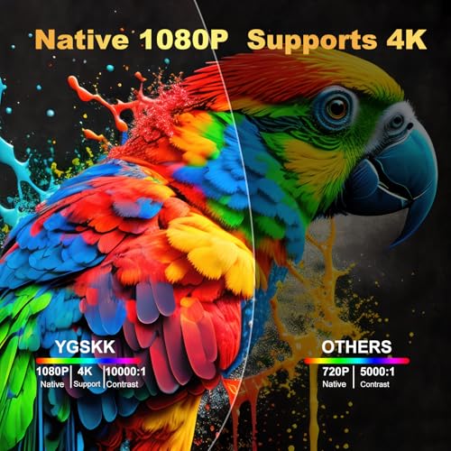 YGSKK 8" x 4" x 4" 1080p 300 ANSI Lumen LED Portable Projector