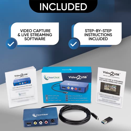 ClearClick 3x2.8x0.9 inches Video2USB USB Video Capture Device for Multimedia Applications