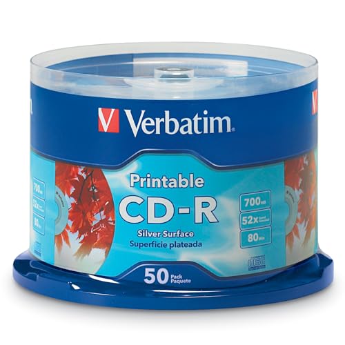 Verbatim CD-R 700MB 80 Minutes 40x Optical Media Disc 50-Pack