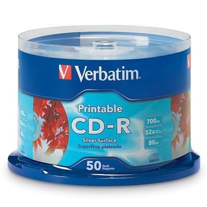 Verbatim CD-R 700MB 80 Minutes 40x Optical Media Disc 50-Pack