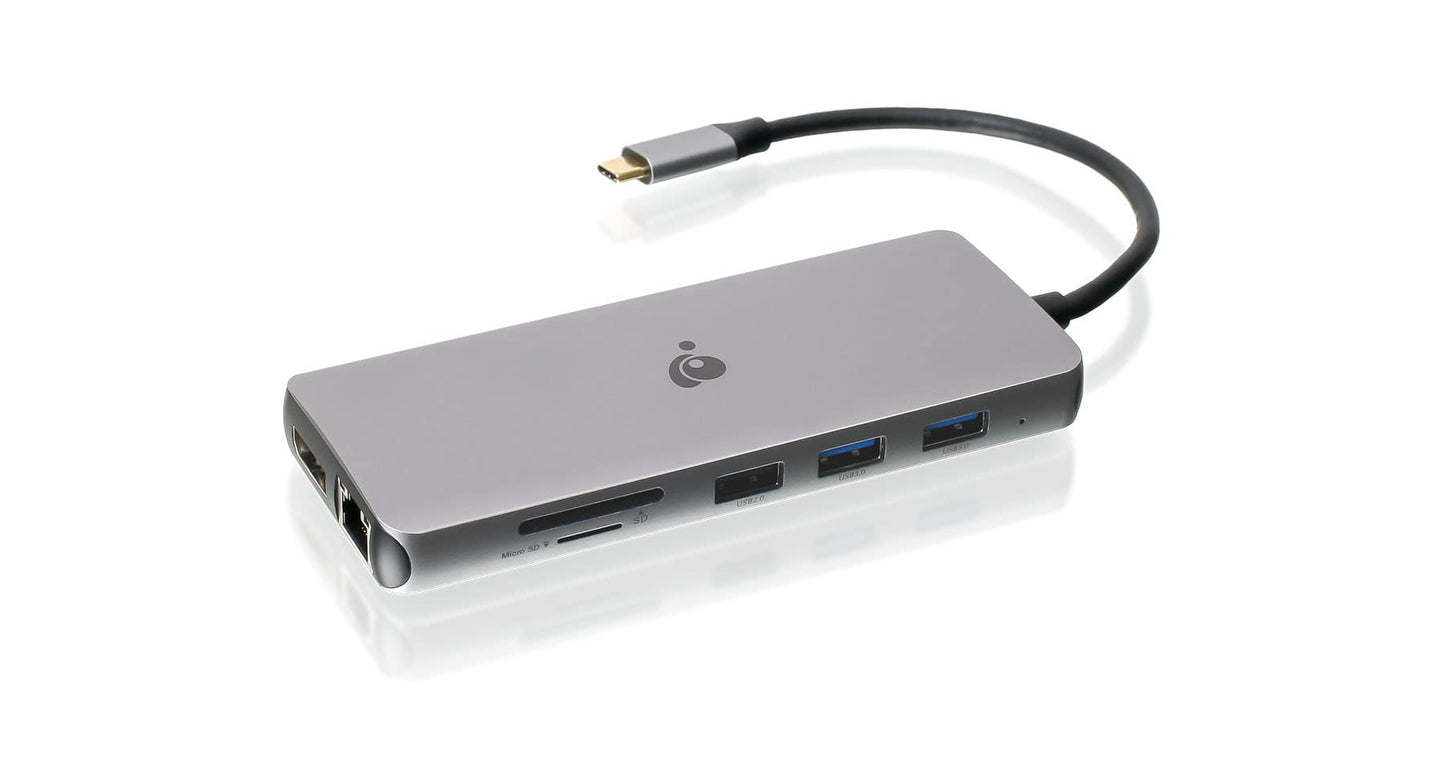 IOGEAR 6.3" x 3.6" x 0.7" GUD3C4K3P USB Type C Docking Station with 11 Ports, 2 HDMI, 100W Power Delivery