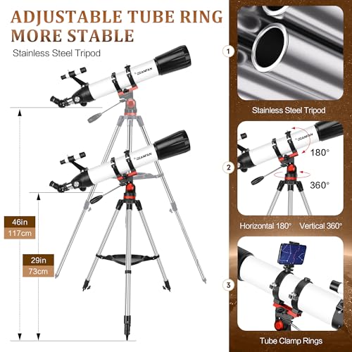 Dianfan 90mm 90800 800mm Manual Focus Altazimuth Telescope