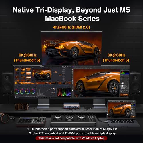 iVANKY 23-in-1 Thunderbolt 5 FusionDock Max 2 Docking Station, 120Gbps Data Transfer, 23 Ports, Supports Triple 6K@60Hz Displays, Compatible with M1/M2/M3/M4/M5 MacBooks, Midnight Blue