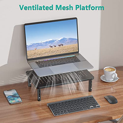 WALI Adjustable Monitor Stand RDTT03 for Desk, Ergonomic Design, Metal Black, 1 Pack