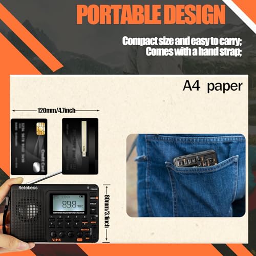Retekess V115 Digital Radio FAUF9205A AM FM SW Receiver LCD