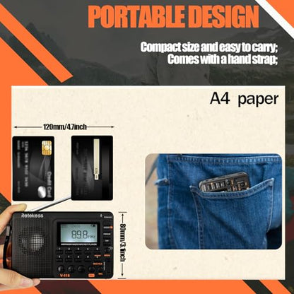 Retekess V115 Digital Radio FAUF9205A AM FM SW Receiver LCD