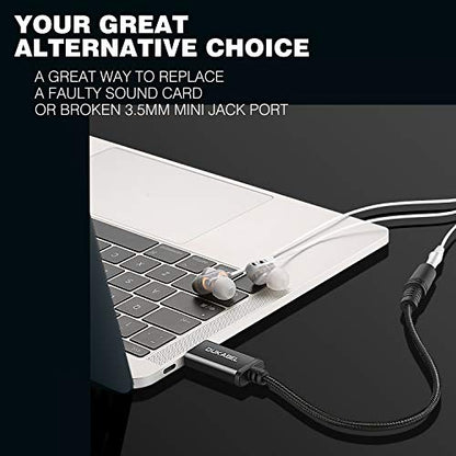 DUKABEL USB to 3.5mm Audio Adapter DUSB351F-120B Stereo to USB Audio Adapter Black