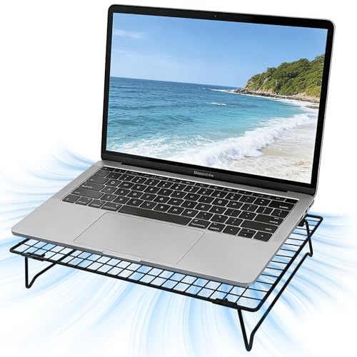 ISYOKE 9.45 x 0.98 x 13.39 Inches Laptop Cooling Pad Stand Adjustable Height Metal Riser for Laptops 10 to 17 Inches