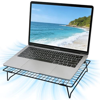 ISYOKE 9.45 x 0.98 x 13.39 Inches Laptop Cooling Pad Stand Adjustable Height Metal Riser for Laptops 10 to 17 Inches