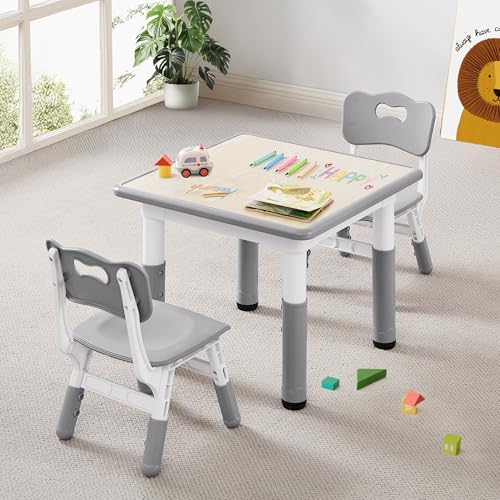 CuFun 2 Chairs YC-6060 Kids Table & Chairs Set Height Adjustable Activity Table
