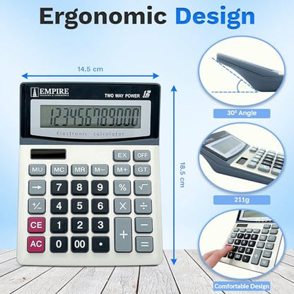 EMPIRE TRADING & COMMERCE Desk Calculator 7.28" x 5.71" 2 Inches LCD 1 AA Battery Basic Calculator