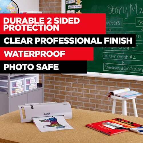 Scotch 100 Count Thermal Laminating Pouches, 5 mil, Clear, 8.9 x 11.4 in, Laminating Supplies for Documents and Artworks