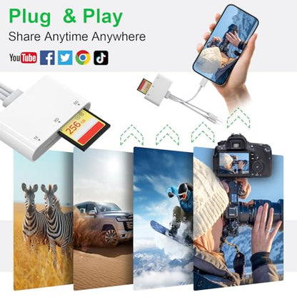 Ardaddyn 3-Slot Card Reader Lightning USB-C USB-A Adapter
