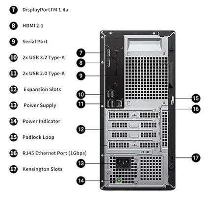 Dell ECT1250 Tower Desktop, Intel Core Ultra 5, 16GB DDR5 RAM, 512GB PCIe SSD, Windows 11 Pro