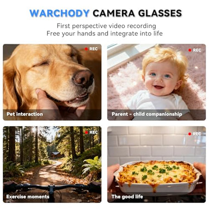 Warchody L300 Smart Glasses 8MP HD Waterproof Rectangular Bluetooth & WiFi - Matte Black