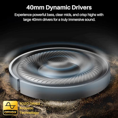 TOZO HT3 Wireless Over Ear Headphones T12052 Bluetooth 6.0 90-hour Battery Life Active Noise Cancellation