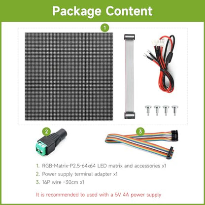 Waveshare 64x64 Pixels LED Matrix Panel 2.5mm Pitch Compatible with Raspberry Pi 5/4B/3B/Zero/Zero W/Zero 2W/Pico/Pico W/Pico WH
