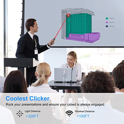 CLIKBUTM Wireless Presentation Clicker WP08-R USB 1 Device 100 Feet Gray