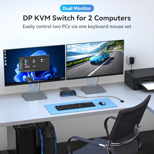 VPFET 5.91x2.56x1.42inch SW223-Deep Blue 12V DC ON-OFF Push Button Control KVM Switch