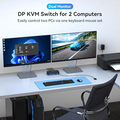 VPFET 5.91x2.56x1.42inch SW223-Deep Blue 12V DC ON-OFF Push Button Control KVM Switch