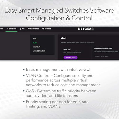 NETGEAR 8-Port MS308E Easy Smart Managed Essentials Network Switch - 8 x 2.5Gbps RJ45 Ports, Metal Case, 14.4 ounces