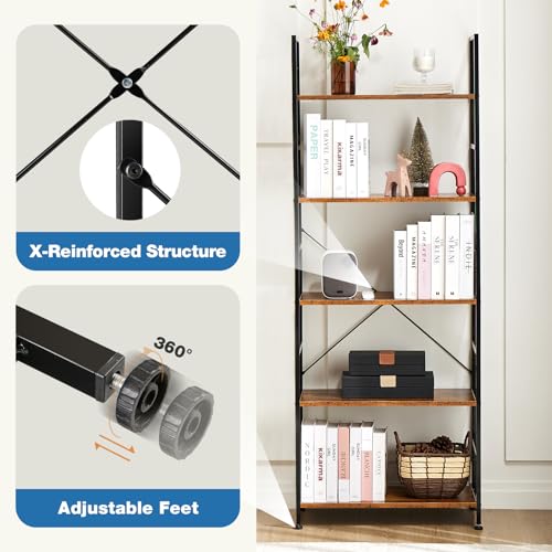 DUMOS 5 Tiers Bookshelf ZWJ-RU H 62.2in W 23.62in D 11.8in Metal